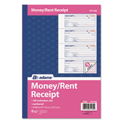 Receipt Book, 7 5/8 x 11, Three-Part Carbonless, 100