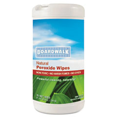 Natural Multi-Purpose
Hydrogen Peroxide Wipes, 7 x
8, Unscented, 75/Canister -
C-BOARDWALK CLNR HYDRO/PEROX
75CT WIPES 6 6/CS
