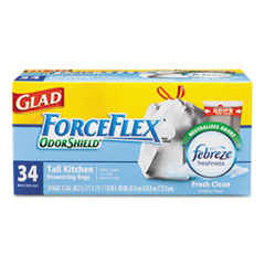 ForceFlex OdorShield Bags, 13 gal, 24 x 28, White, 25/Box -