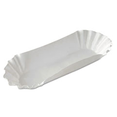 Medium Weight Fluted Hot Dog Trays, Paper, White, 8&quot; -
