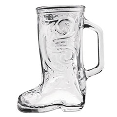 Boot Beer Mug, Glass, 12 1/3 oz, Western Boot, Clear -