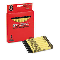 Staonal Marking Crayons, Black, 8/Box -