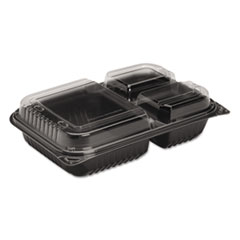 Dinner Box, 3-Comp, Black/Clear, 32oz, 11 1/2w x