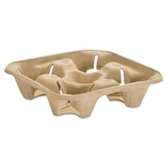 StrongHolder Molded Fiber Cup Tray, 8-32oz, Four Cups - MLD