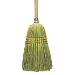 Upright Corn/Fiber Broom, 56&quot;, Lacquered Wood Handle,