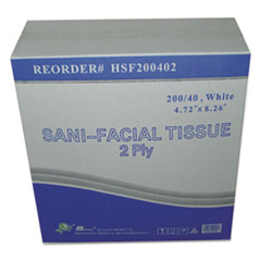 Sani Facial Tissue, 2-Ply, White, 40 Sheets/Box - SANI