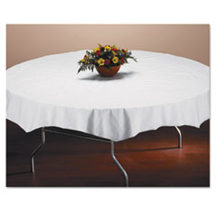 Tissue/Poly Tablecovers, 82&quot; Diameter, White - 82IN TBL