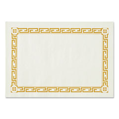 Placemats, Greek Key Pattern, Paper, 14 x 10, Gold/White -