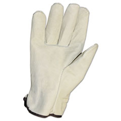 Unlined Grain-Leather Drivers&#39; Gloves, Large, Cream