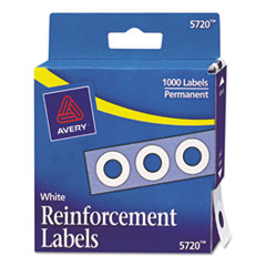 Hole Reinforcements, 1/4&quot; Diameter, White, 1000/Pack -