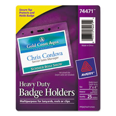 Heavy-Duty Badge Holders, Horizontal, 4w x 3h, Clear,