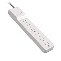 Surge Protector, 6 Outlets, 4ft Cord, White - SURGE,6