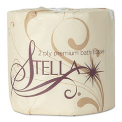 Stella Premium Bathroom
Tissue, 2-Ply, 3 1/2 x 4 1/2
- STELLA PREM 2PLY T/T
4.5X3.5 INDV WRPD 500SH WHI