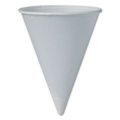 Cone Water Cups, Cold, Paper,
4oz, White, 200/Bag - RLLD
RIM PPR CONE CUP 4OZ POLY BG
WHI 25/200