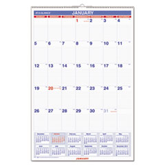 Monthly Wall Calendar with Ruled Daily Blocks, 20 x 30,