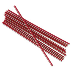 Unwrapped Stir-Straws, 5 1/4&quot;, Red w/White Stripe,