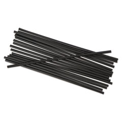 Unwrapped Stir-Straws, 5 1/4&quot;, Black, 1000/Pack -