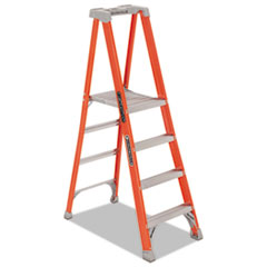Fiberglass Pro Platform Step Ladder, 81 1/4, Orange, 4