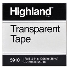 Transparent Tape, 1/2&quot; x 1296&quot;, 1&quot; Core, Clear -