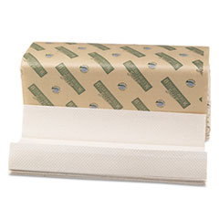 Boardwalk Green Towels, C-Fold, Natural White, 10