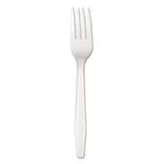 Heavyweight Polystyrene  Cutlery, Fork, White, 