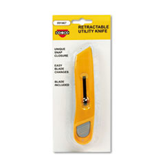 Plastic Utility Knife w/Retractable Blade &amp; Snap