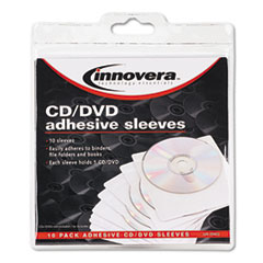 Self-Adhesive CD/DVD Sleeves, 10/Pack -