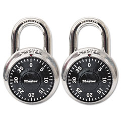 Combination Lock, Stainless
Steel, 1-7/8&quot; Wide, Black
Dial, 2/Pack -
PADLOCK,COMBO,BKDIAL,2PK