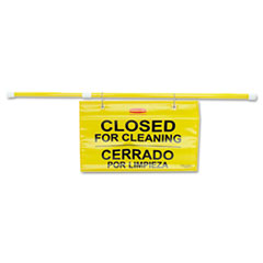 Site Safety Hanging Sign, 50&quot;
x 1&quot; x 13&quot;, Multi-Lingual,
Yellow - C-SITE SAFETY
HANGING S&quot;CLOSED FOR
CLEANING&quot;YEL