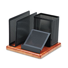 Distinctions Desk Organizer, Metal/Wood, 5 7/8 x 5 7/8 x 4