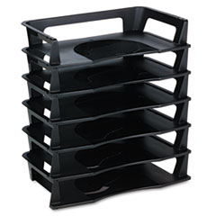 Regeneration Letter Tray, Six Tier, Plastic, Black -