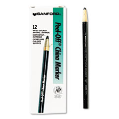 Peel-Off China Markers, Black, Dozen - MARKER,CHINA,BK