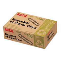 Recycled Paper Clips, No. 1 Size, 100/Box, 10 Boxes/Pack