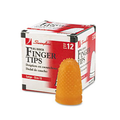 Rubber Finger Tips, Size 13, Large, Amber, 12/Pack -