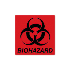 Biohazard Decal, 5-3/4 x 6,
Fluorescent Red -
C-FLUORESCENT ORANGE-REDDIO
HAZARD DECAL