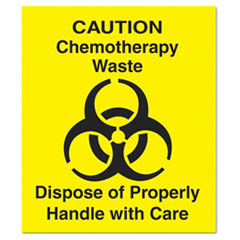 Medical Decal, &quot;Chemotherapy Waste&quot;, 6 x 6, Yellow -